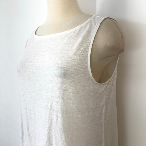 Eileen Fisher Linen Boat Neck Tank Top Tunic Lightweight White M - Picture 5 of 10